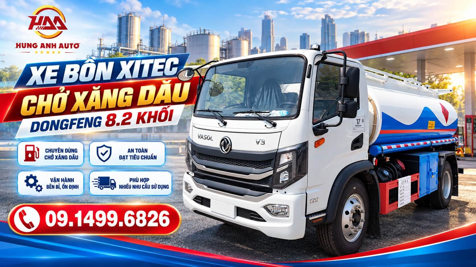 Xe bồn xitec chở xăng dầu Dongfeng 8.2 Khối Xe bồn xitec chở xăng dầu Dongfeng 8.2 Khối